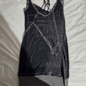 SOLD!! Salvage Black Studded Layered Tank Top. NOT AVAILABLE!